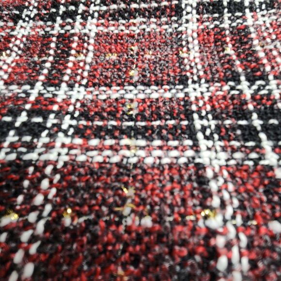 Plaid Mini Skirt Tweed Gold Sparkle Size M by Sanctuary Red Fringe Hem Academia - Picture 6 of 10